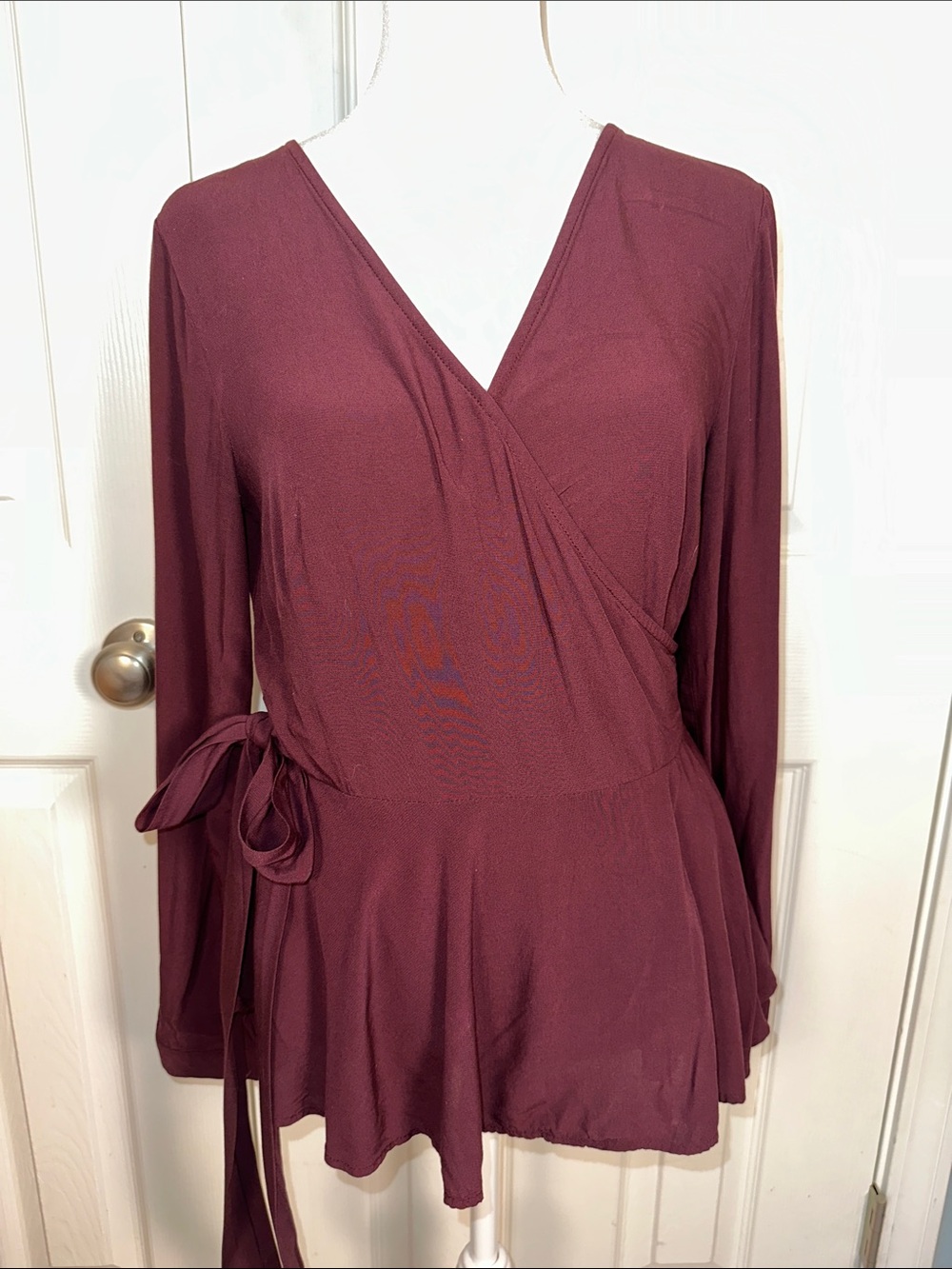LOFT petite plum Wrap Peplum Top